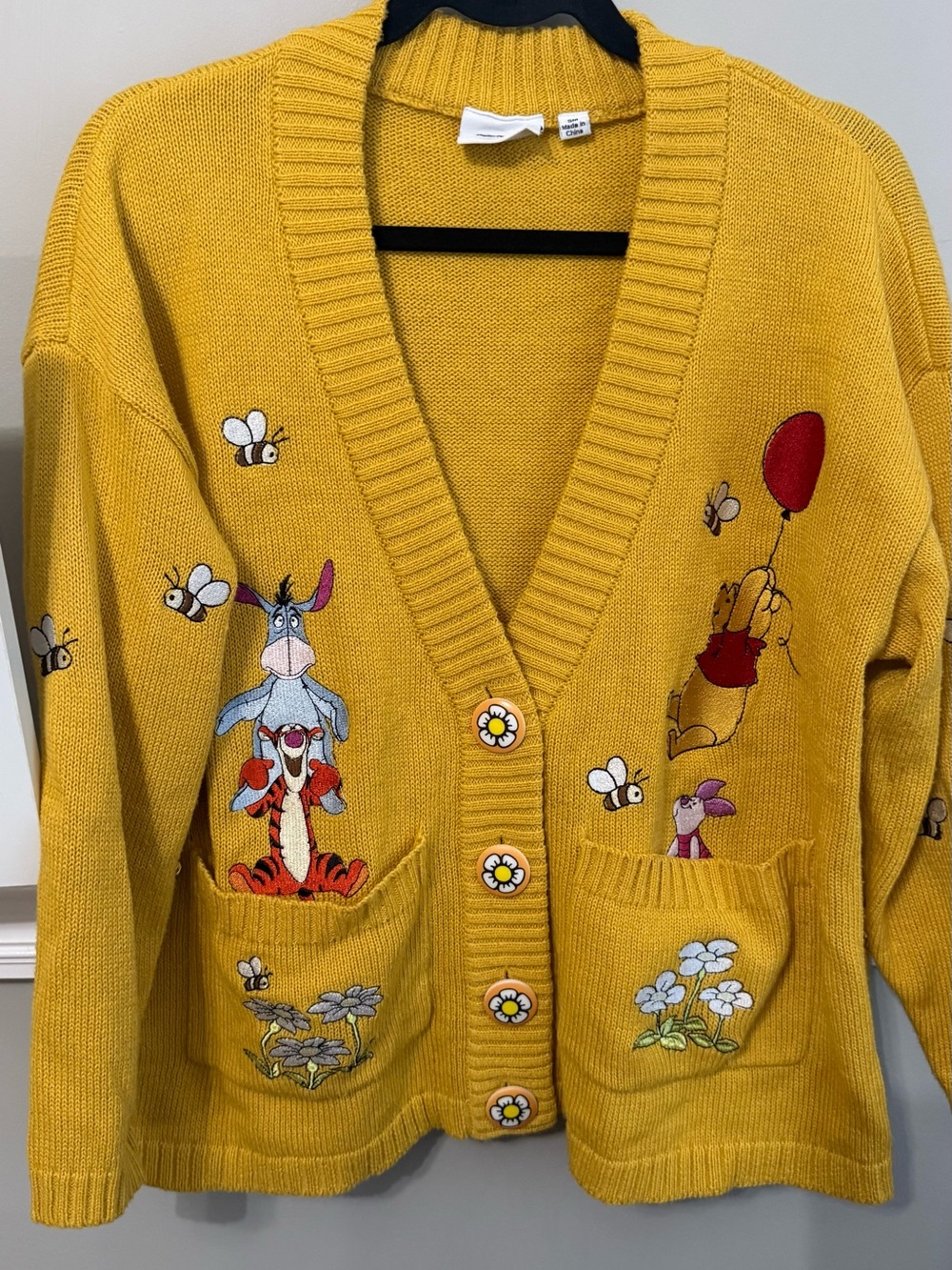 Disney Mustard Yellow Winnie the Pooh Embroidered Cardigan